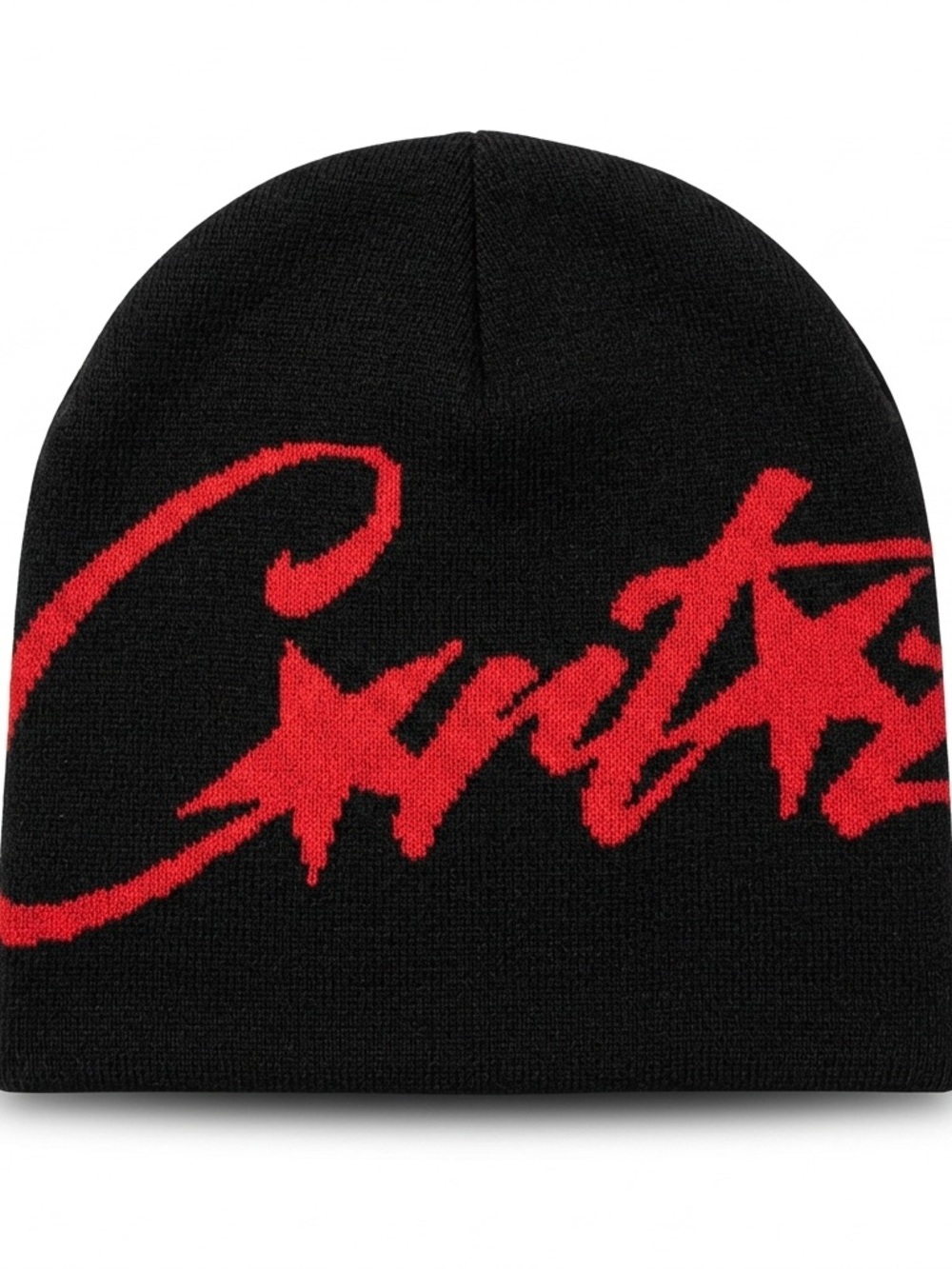 Cortiez Black Beanie with Bold Red Script